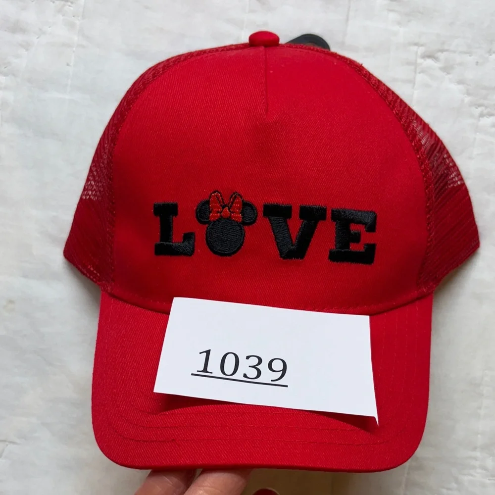 Disney‎ Minnie Mouse Kids Red LOVE Trucker Hat Snapback with 3D Back Bow